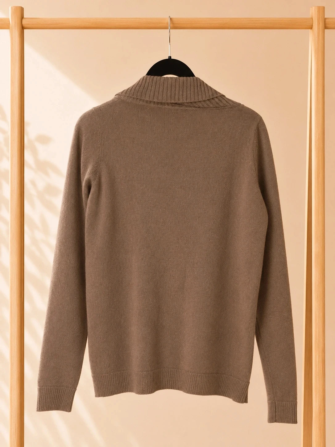 Camaïeu taupe geribbelde trui T40/M zachte lange mouwen – photo 2
